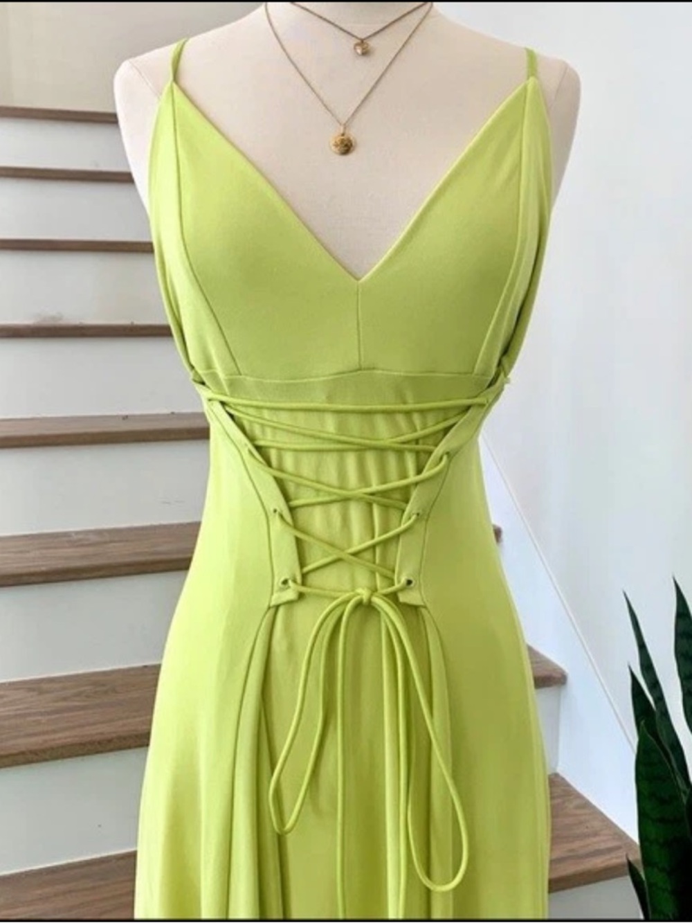 NWOT Lime Green Zara corset front dress size M